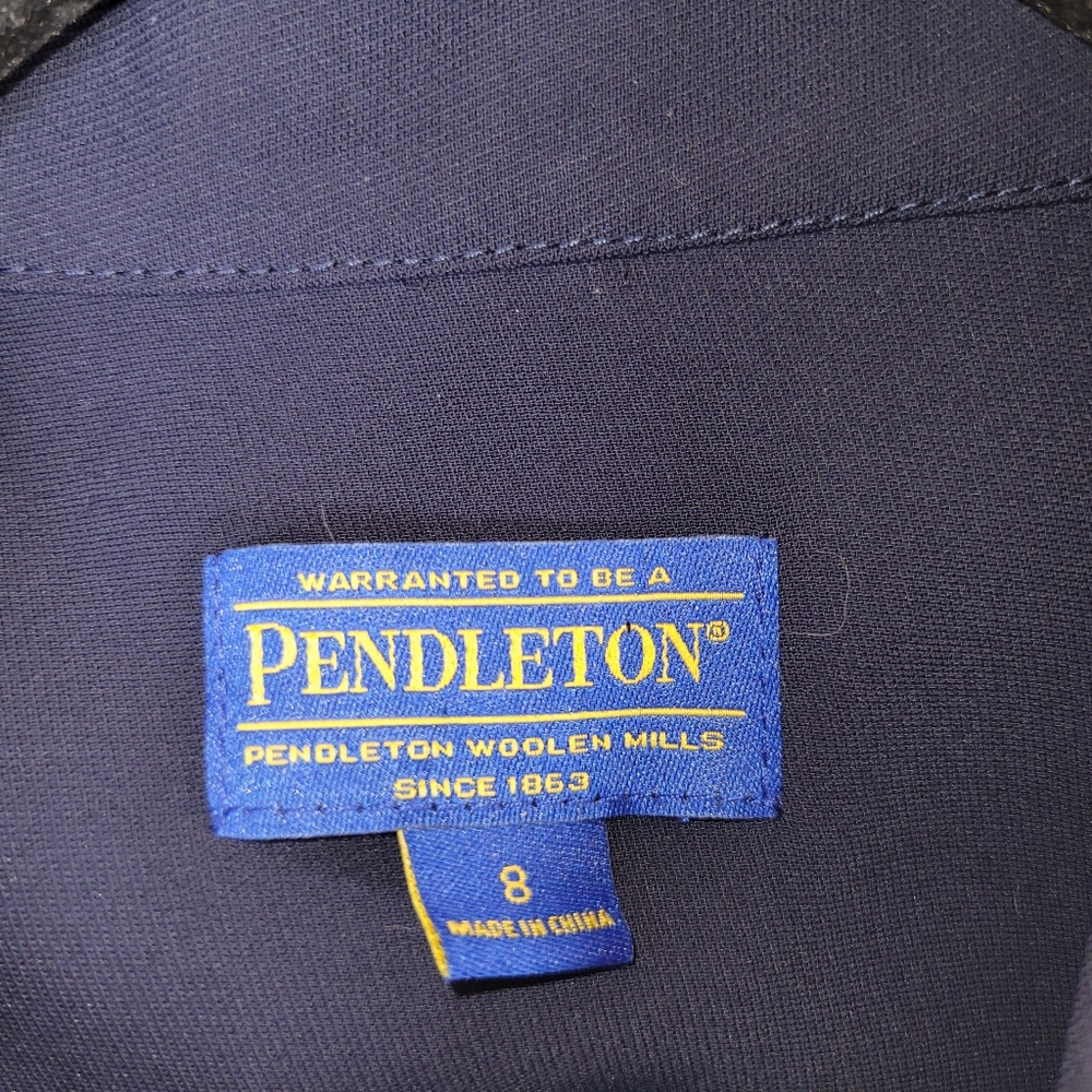 Pendleton Wool Mills Navy Blue Hidden Full Zip Professional Blazer Jacket Sz 8 - Picture 5 of 14